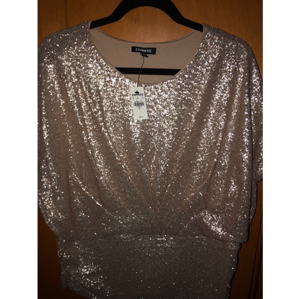Express Sequin Cinched Front Top